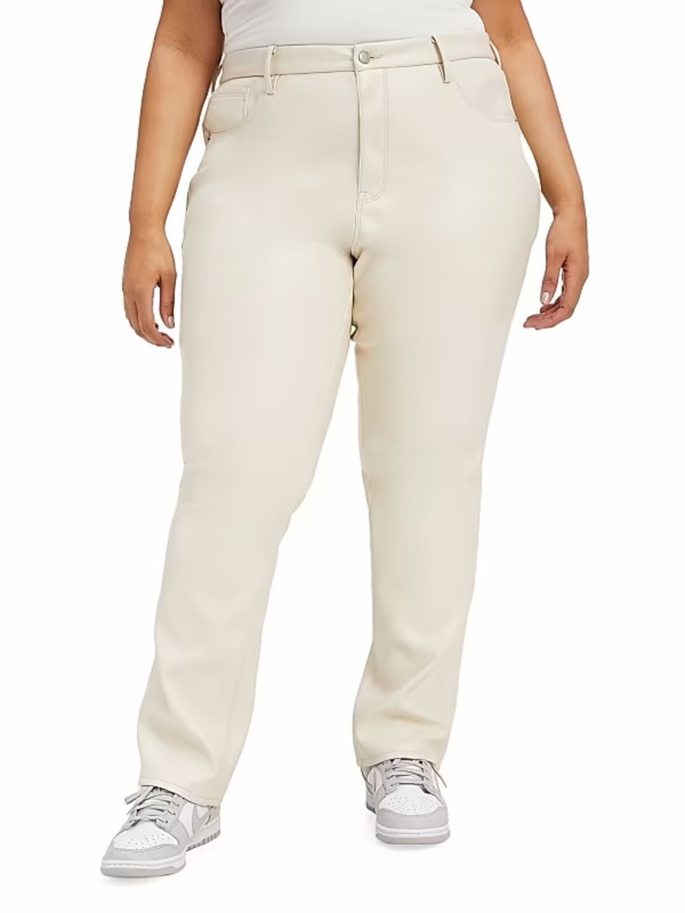 Good American Better than leather nude beige cream straight leg pant trouser 18